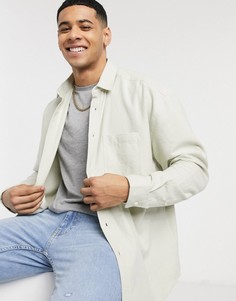 Бежевая фланелевая oversized-рубашка ASOS DESIGN-Бежевый