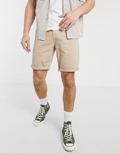 Бежевые джинсовые шорты зауженного кроя ASOS DESIGN-Светло-бежевый