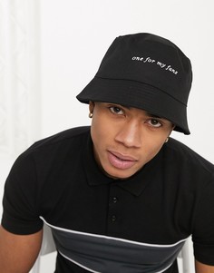 Черная панама с вышитой надписью ASOS DESIGN-Черный