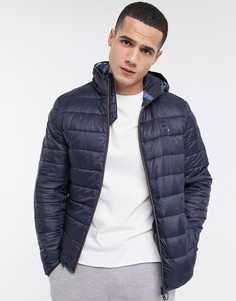 Темно-синяя стеганая куртка с камуфляжной подкладкой Barbour-Темно-синий