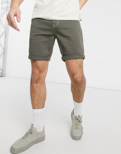 Джинсовые шорты скинни цвета хаки ASOS DESIGN-Зеленый