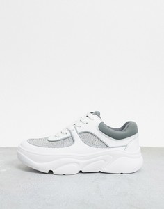 Белые/серые кроссовки на массивной подошве с отделкой ASOS DESIGN-Мульти