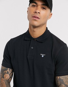 Черное поло из ткани пике Barbour-Черный