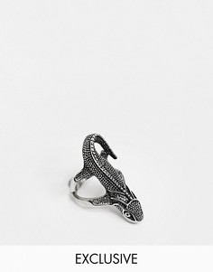 Серебристое кольцо в форме ящерицы из нержавеющей стали Reclaimed Vintage inspired эксклюзивно для ASOS-Серебряный