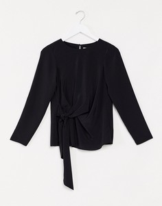 Черный лонгслив с драпировкой ASOS DESIGN