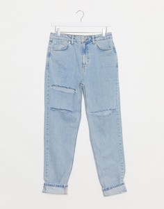 Рваные джинсы в винтажном стиле Topshop-Синий