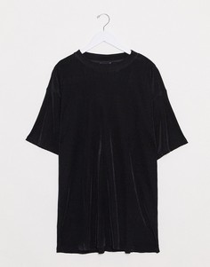 Черный плиссированный топ с короткими рукавами Monki