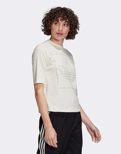 Футболка с логотипом-трилистником из стразов adidas Originals Fakten-Белый