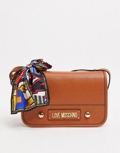 Светло-коричневая сумка с платком Love Moschinonshoulder-Коричневый