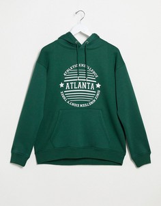 Худи в стиле oversized с принтом Daisy Street-Зеленый