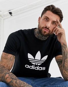 Черная футболка с крупным логотипом-трилистником adidas Originals-Черный