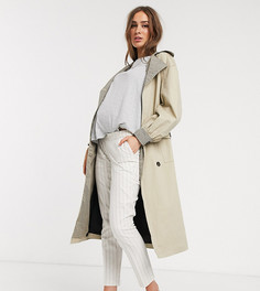 Льняные брюки-сигареты в полоску с посадкой под животом ASOS DESIGN Maternity-Мульти