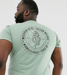 Футболка с отворотами на рукавах и принтом "змея" на спине ASOS DESIGN Plus-Зеленый