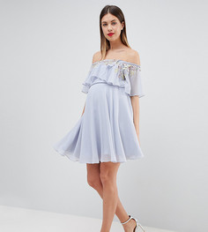 Платье-бандо мини с кроп-топом и отделкой ASOS DESIGN Maternity-Мульти