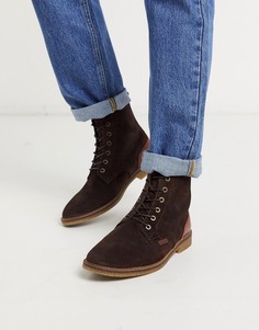 Темно-коричневые замшевые ботинки на шнуровке Barbour-Коричневый