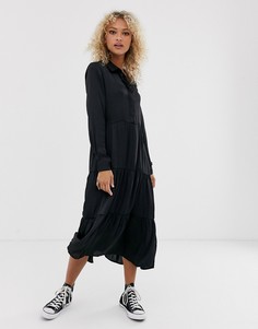 Ярусное платье-рубашка с длинными рукавами JDY Appa-Черный