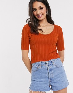 Оранжевый джемпер с овальным вырезом и короткими рукавами ASOS DESIGN