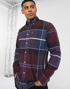 Бордовая приталенная рубашка в клетку Barbour-Красный