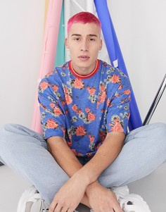 Oversized-футболка со сплошным цветочным принтом ASOS DESIGN-Белый