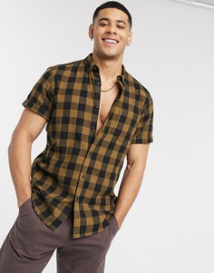 Рубашка в клетку с короткими рукавами ASOS DESIGN-Желтый