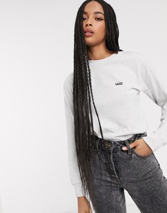 Серый лонгслив с логотипом на груди слева Vans
