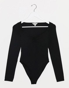 Боди черного цвета с вырезом сердечком Miss Selfridge-Черный