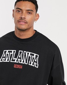 Oversize-лонгслив с принтом ASOS DESIGN-Черный