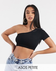 Черный кроп-топ на одно плечо ASOS DESIGN Petite