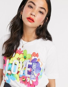 Футболка с принтом логотипа Love Moschino-Белый