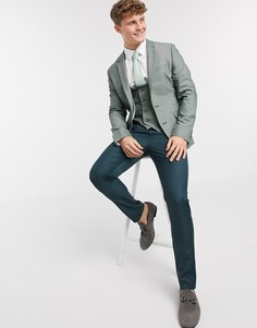 Зеленый супероблегающий пиджак с добавлением шерсти ASOS DESIGN