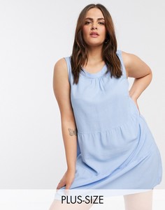 Голубое свободное платье мини из шамбре Vero Moda Curve-Синий