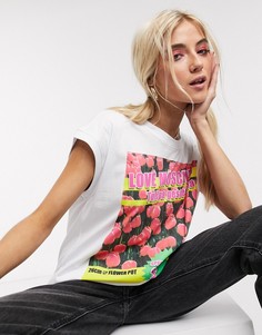 Футболка с принтом тюльпанов и логотипом Love Moschino-Белый