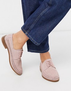 Светло-розовые замшевые туфли с плетеной отделкой и шнуровкой ASOS DESIGN-Розовый