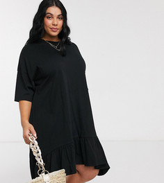 Черное ярусное свободное платье ASOS DESIGN Curve-Черный