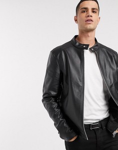 Черная куртка из искусственной кожи ASOS DESIGN-Черный
