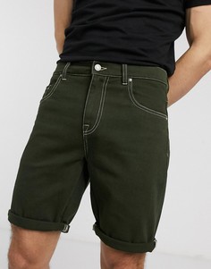 Темно-зеленые узкие джинсовые шорты ASOS DESIGN-Зеленый