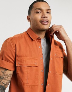 Оранжевая рубашка с карманами ASOS DESIGN-Оранжевый