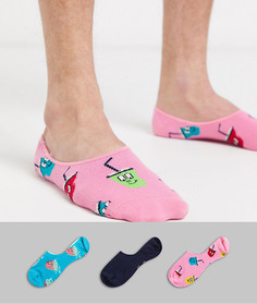 Набор из 3 пар невидимых носков Happy Socks-Мульти