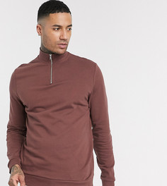 Коричневый свитшот с молнией ASOS DESIGN Tall
