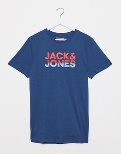 Футболка с принтом логотипа Jack & Jones-Синий