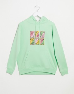 Худи в стиле oversized с принтом Daisy Street-Зеленый