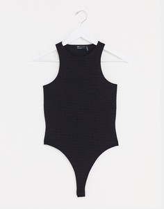 Черный фактурный боди со спинкой-борцовкой ASOS DESIGN