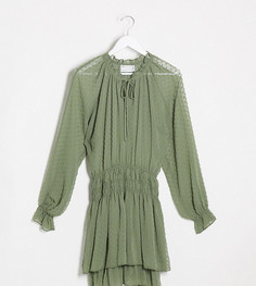 Присборенное платье мини с ярусной юбкой ASOS DESIGN Tall-Зеленый