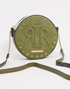 Круглая сумка через плечо цвета хаки с тисненым логотипом River Island-Зеленый