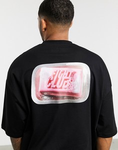 Футболка в стиле oversized с принтом и разрезами ASOS DESIGN-Черный