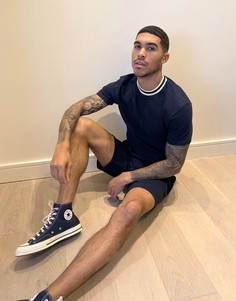 Темно-синяя футболка от комплекта с контрастной отделкой ASOS DESIGN-Темно-синий