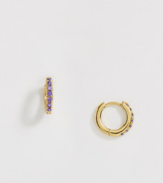 Позолоченные серьги-кольца с аметистом Orelia-Золотой