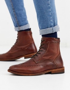 Светло-коричневые кожаные ботинки-броги на шнуровке Barbour-Светло-коричневый