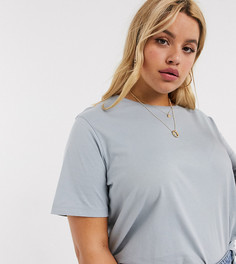 Сине-зеленая футболка из органического хлопка с круглым вырезом ASOS DESIGN Curve-Зеленый