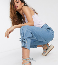 Светлые суженные книзу легкие джинсы с завязками ASOS DESIGN Petite-Синий